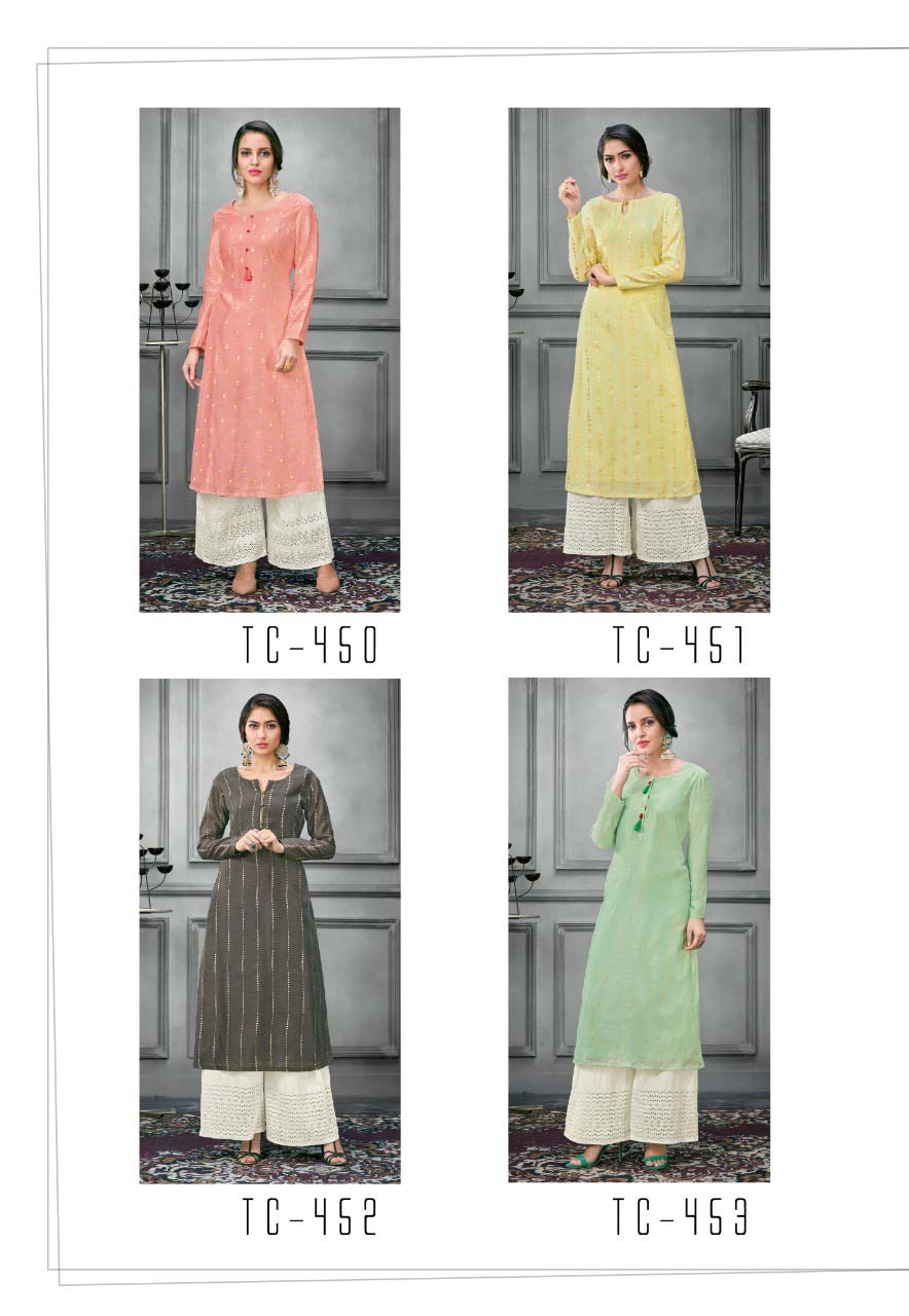 Karma Trendz Tucute 450 Series Foil Printed Kurti Karma Trendz Tucute 450 Series Foil Printed Kurti